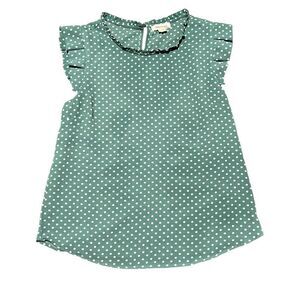 Monteau Green Polka Dot Blouse Size L